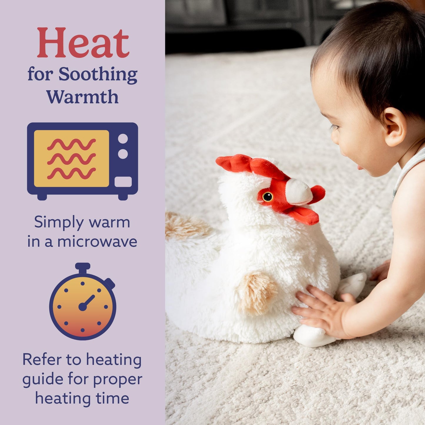 Warmies Chicken Microwavable Weighted Plush – Heated Comfort Toy with Lavender Scent