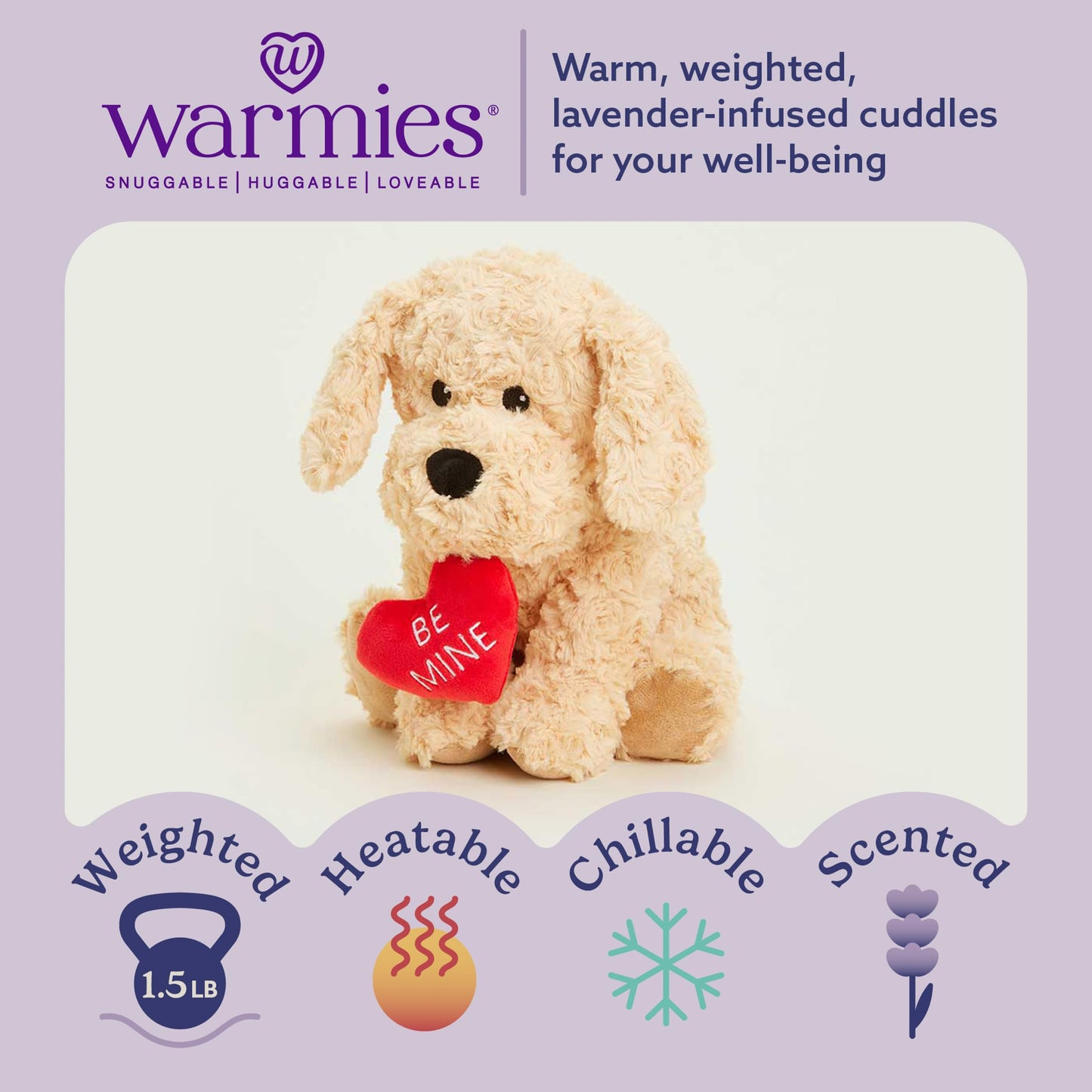 Warmies Dog Golden Be Mine Microwavable Weighted Plush – Cozy Warmth & Comfort