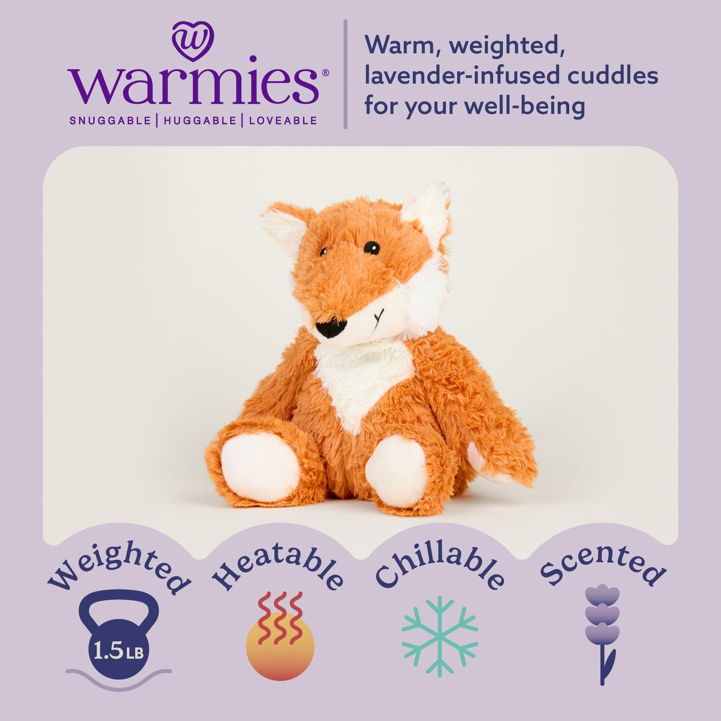 Warmies Fox: Microwavable & Weighted Heated Plush Toy for Warmth & Comfort