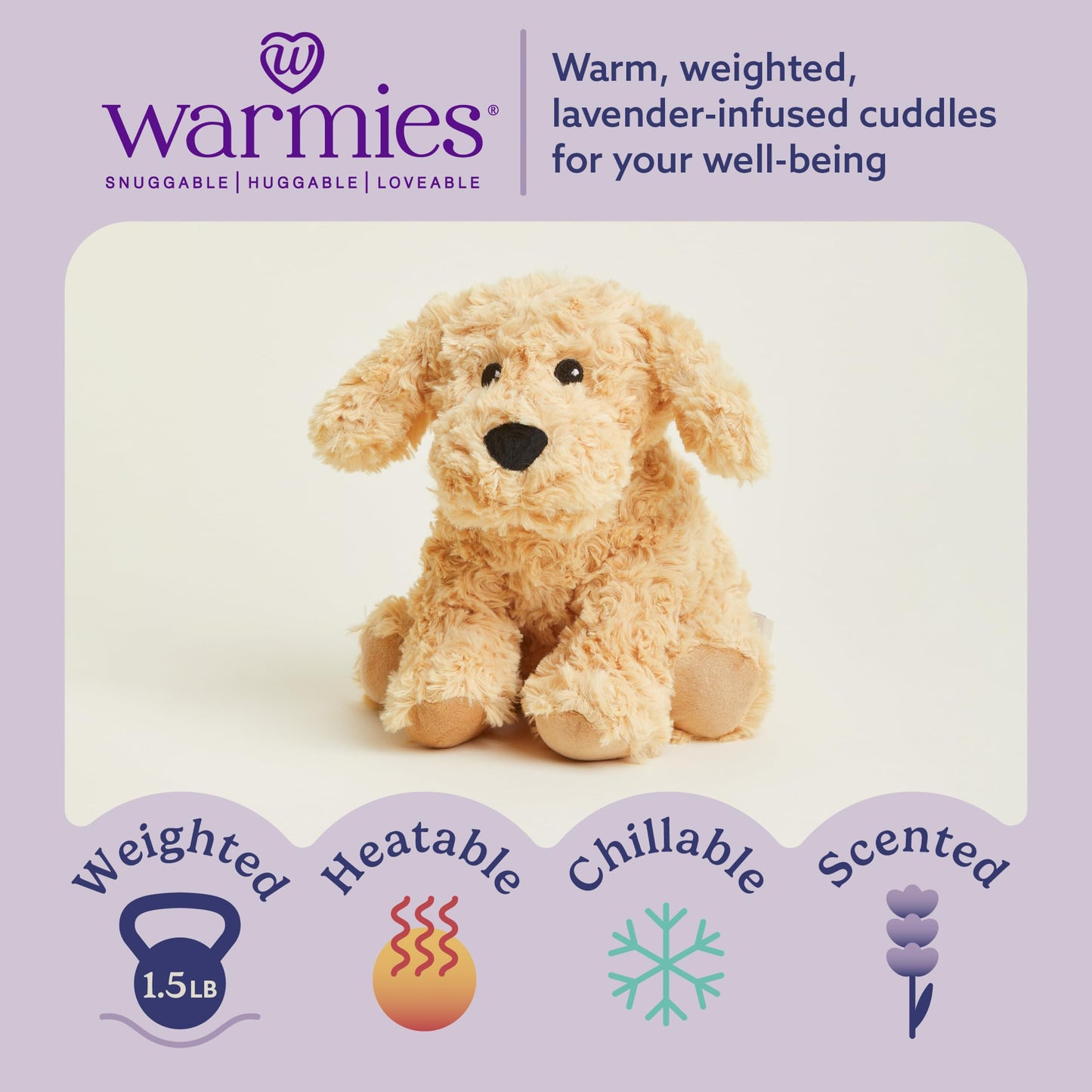 Warmies Golden Dog – Microwavable & Weighted Plush for Warmth and Comfort