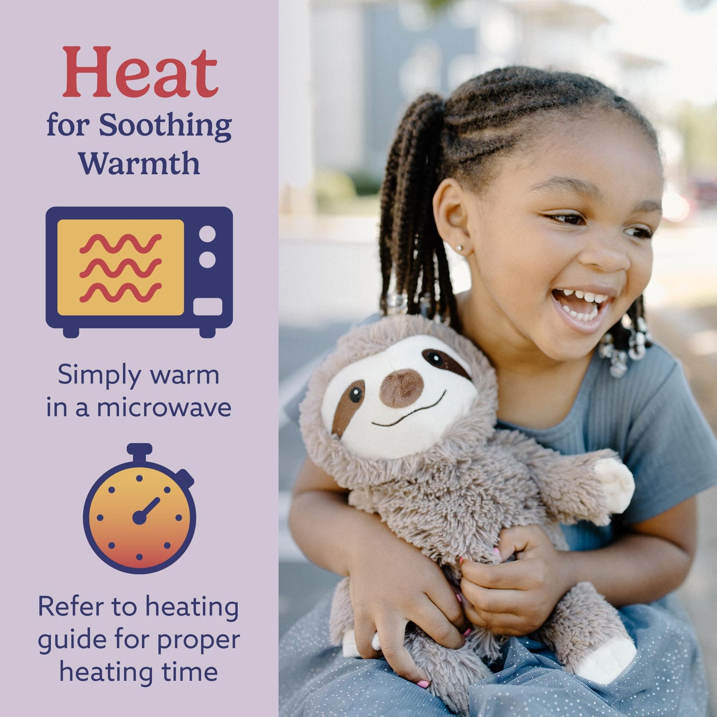 Warmies Gray Sloth: Microwaveable Weighted Plush for Warmth, Comfort & Gentle Lavender Scent
