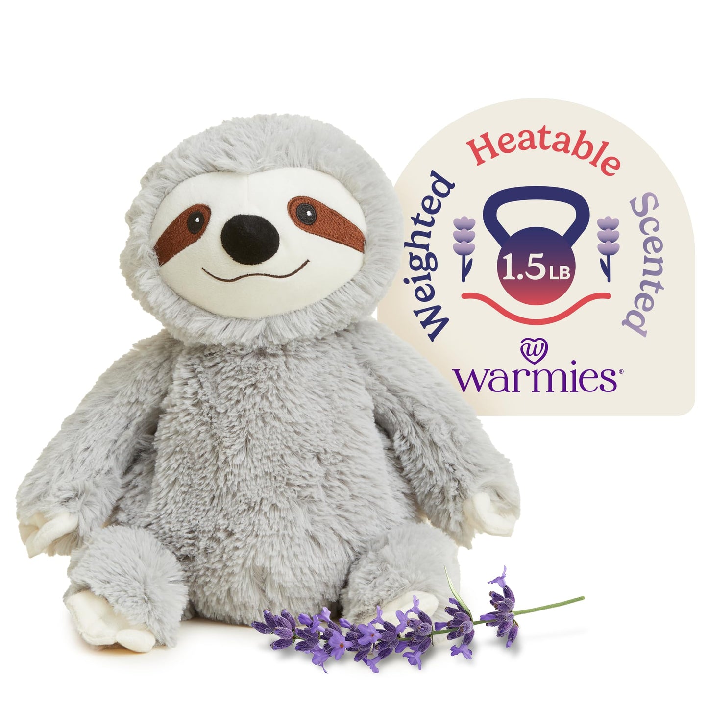 Warmies Gray Sloth: Microwaveable Weighted Plush for Warmth, Comfort & Gentle Lavender Scent