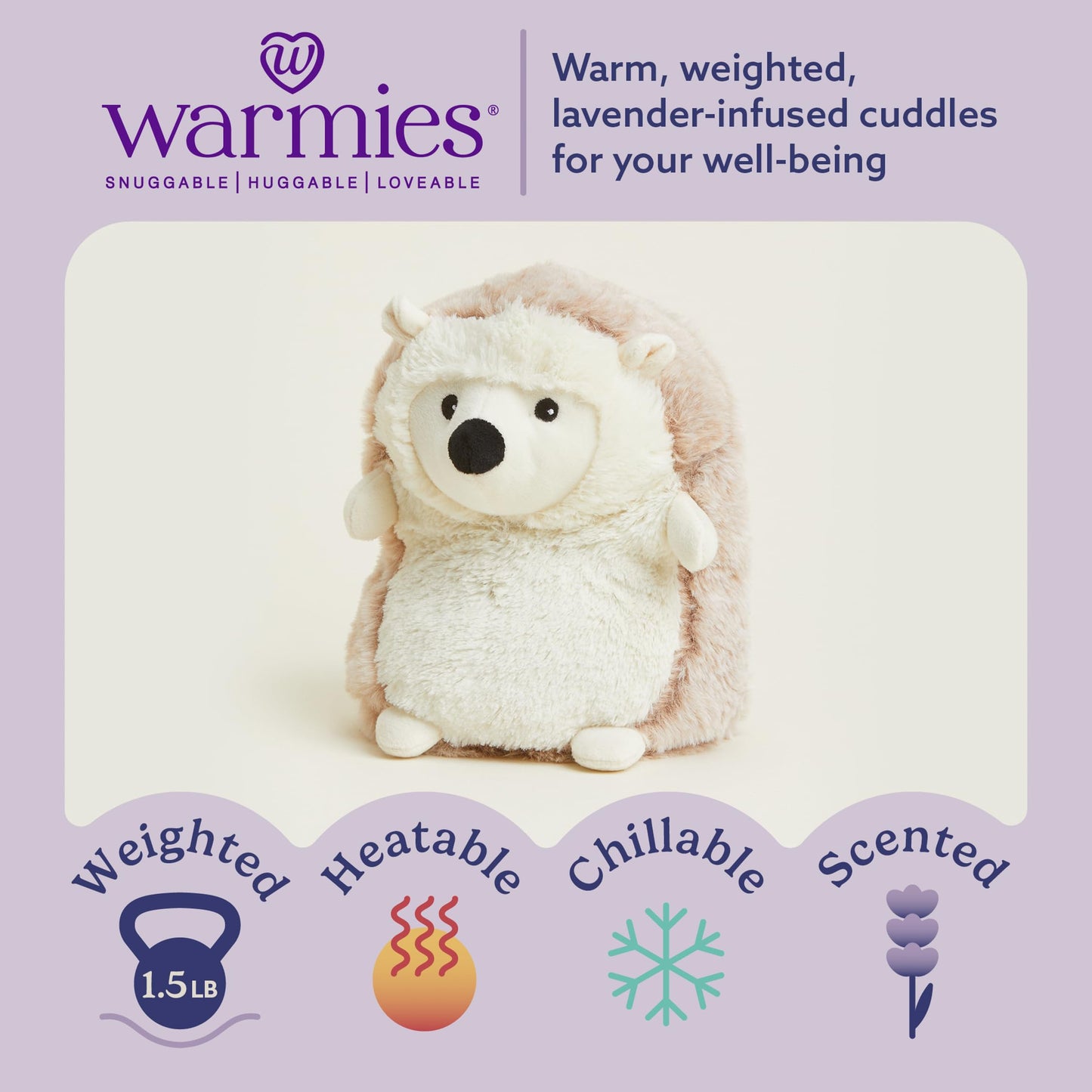 Warmies Hedgehog Microwavable Weighted Plush – Heated Comfort, Lavender Scent