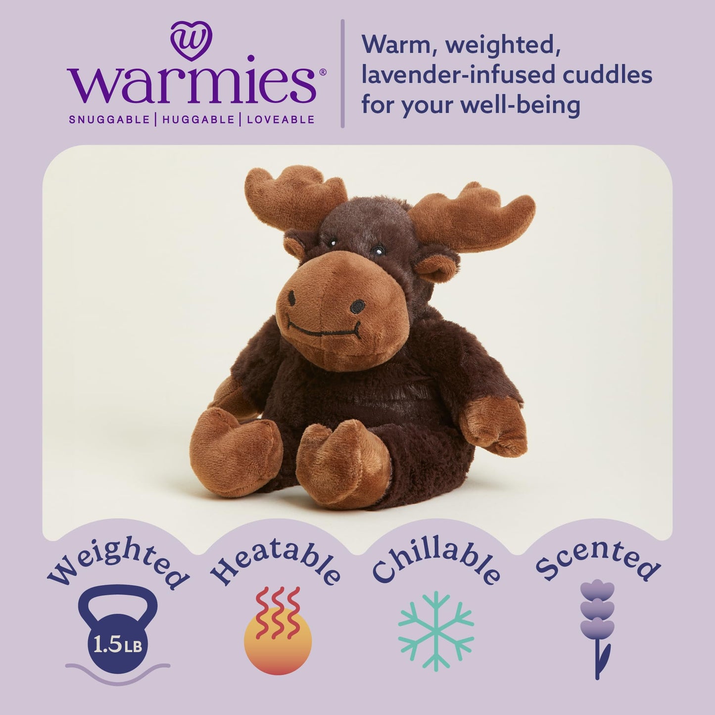 Warmies Moose: MicrowaveableWeighted Plush — Heated Moose Stuffed Animal for Comfort & Relaxation