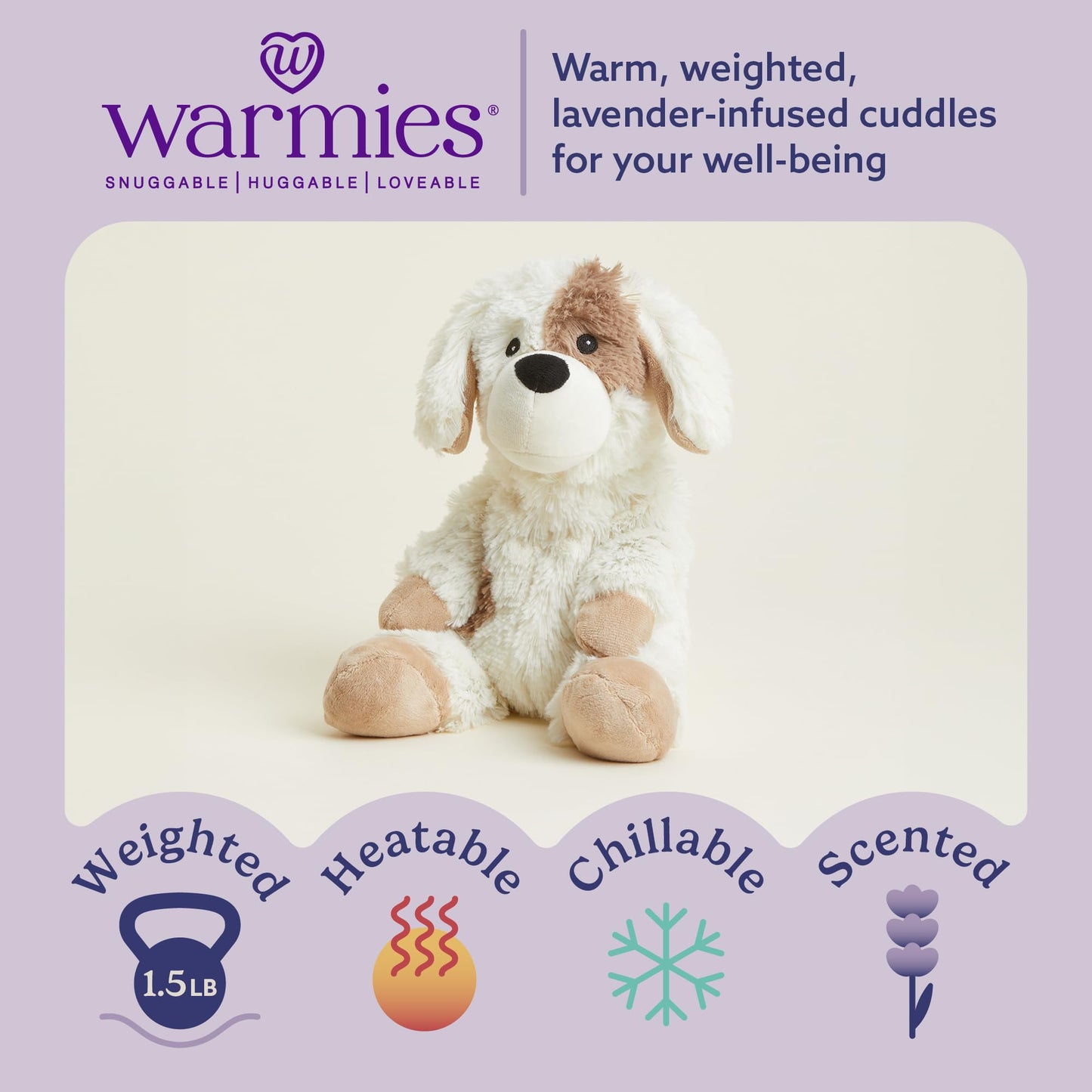 Warmies Puppy: Microwavable, Weighted Plush – Cozy Heatable Comfort Toy