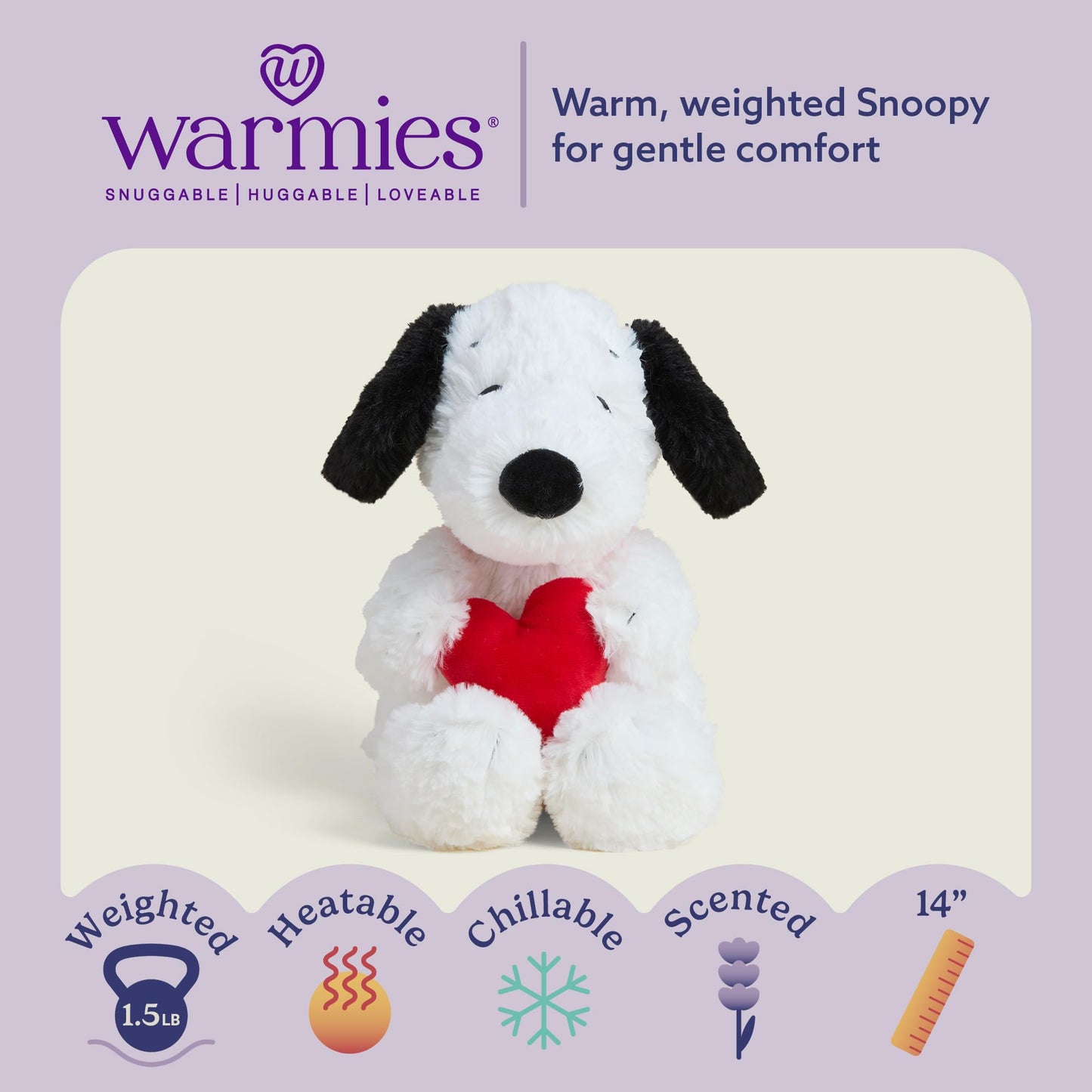 Warmies Red Heart Snoopy – Microwavable & Weighted Heated Plush