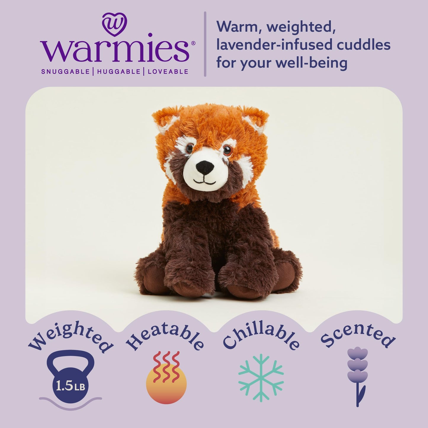Warmies Red Panda Microwavable & Weighted Plush – Heated Comfort & Lavender Scent