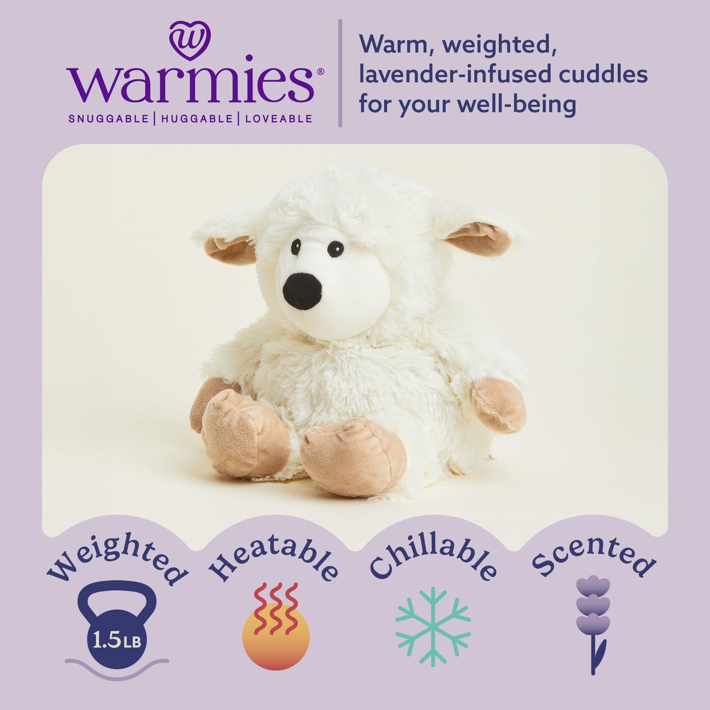 Warmies Microwavable Sheep Plush – Heated Weighted Toy with Lavender Scent