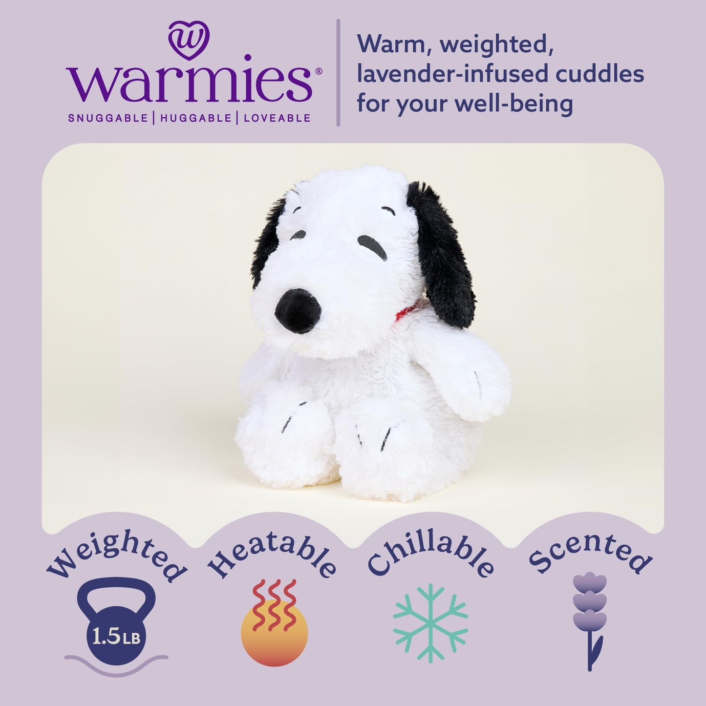 Warmies Snoopy Microwavable and Weighted Plush — Heated Comfort Toy for All Ages