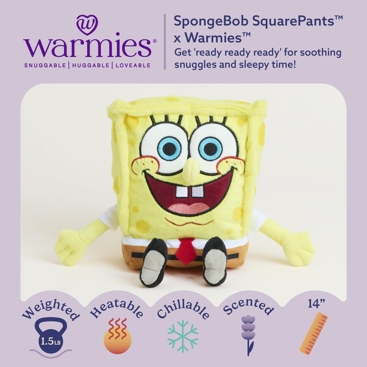Warmies x SpongeBob SquarePants Microwavable Weighted Plush — Heated Comfort Toy