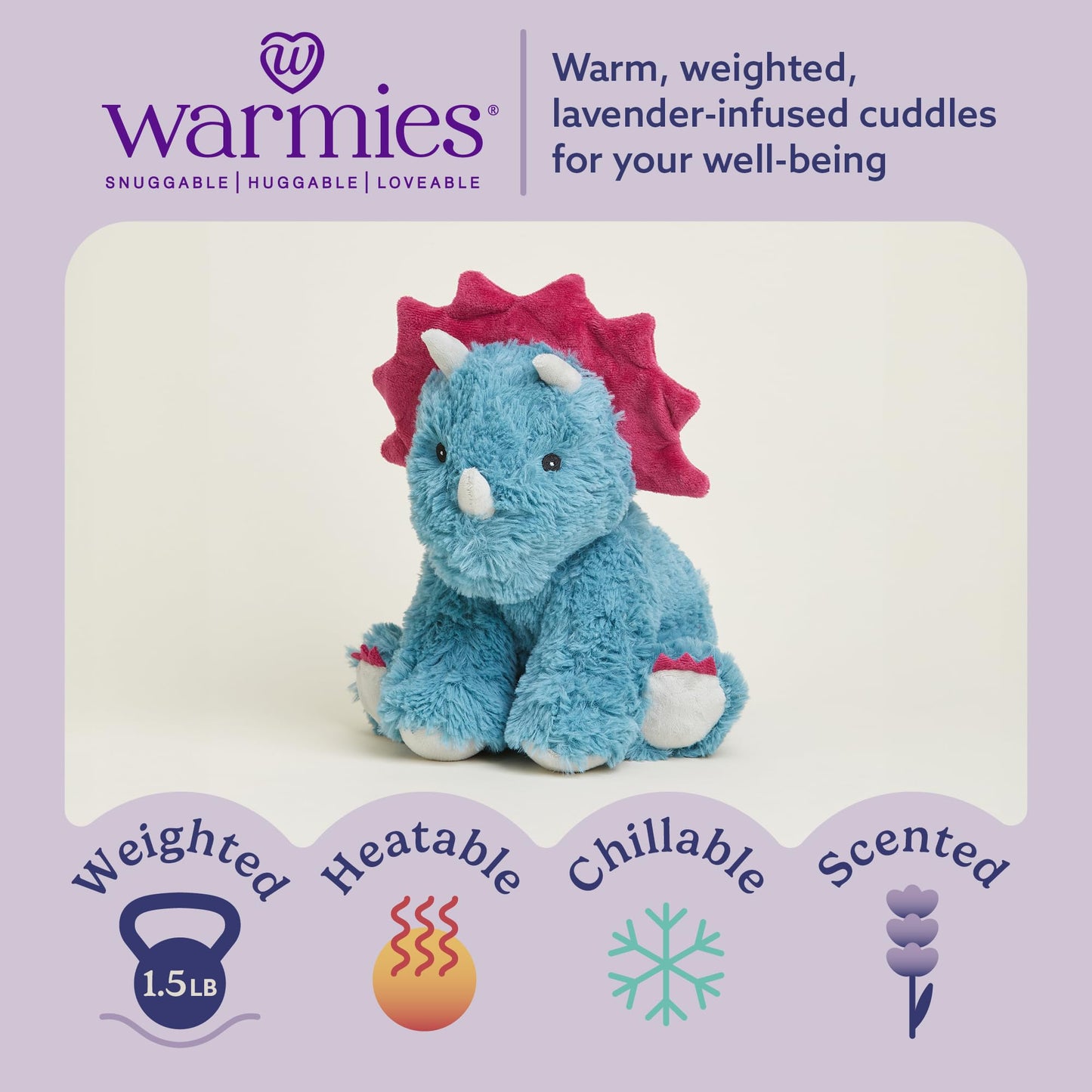 Warmies Triceratops Microwavable & Weighted Plush — Heated Comfort Toy for All Ages