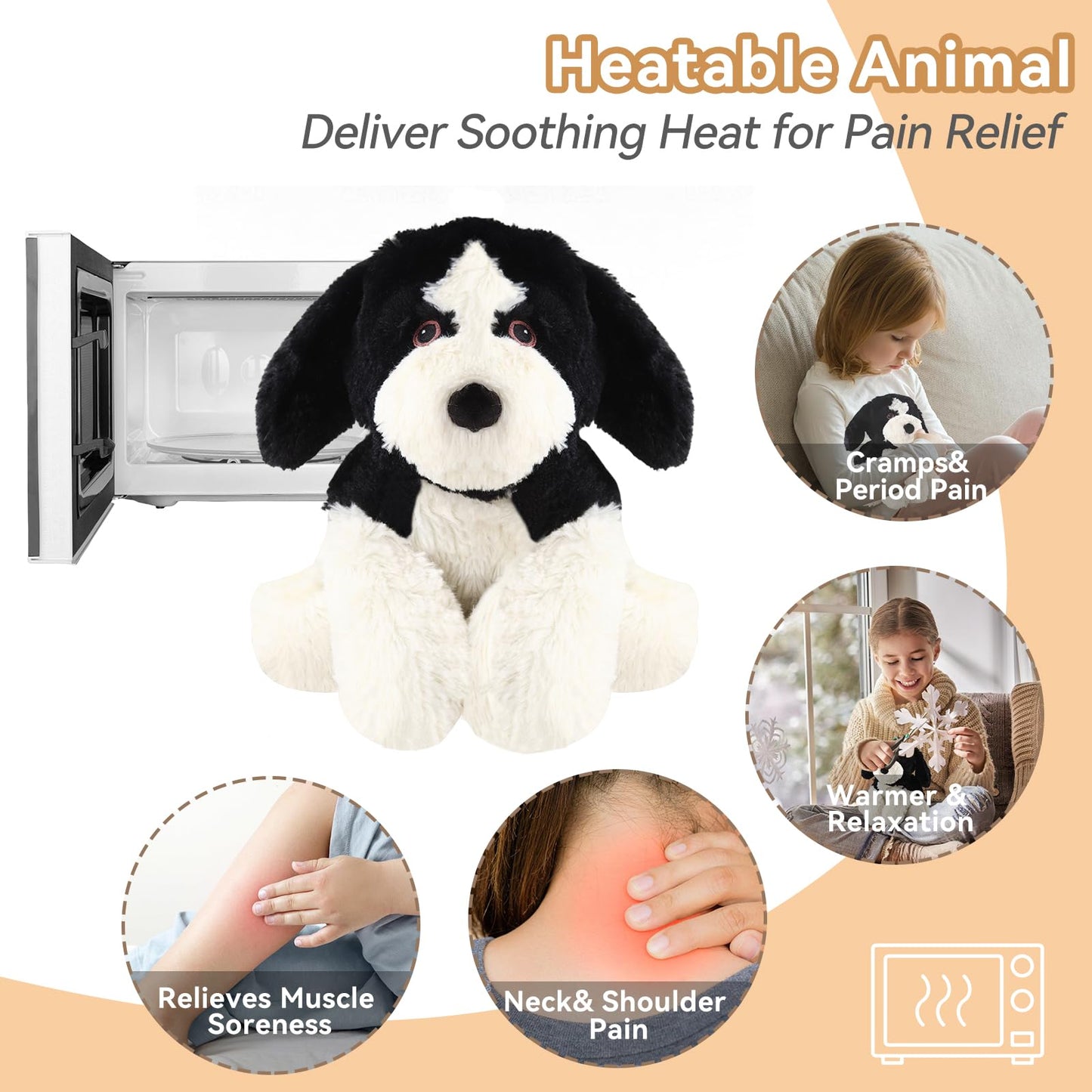 WarmPal Border Collie Plush – Heatable Heating Pad for Cramps, Anxiety & Lavender Calm