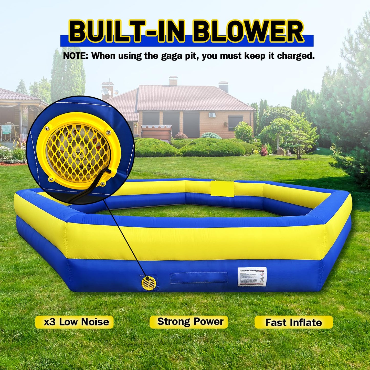 WARSUN 15Ft Gaga Ball Pit – Portable Inflatable Gaga Ball for Indoor & Outdoor Fun