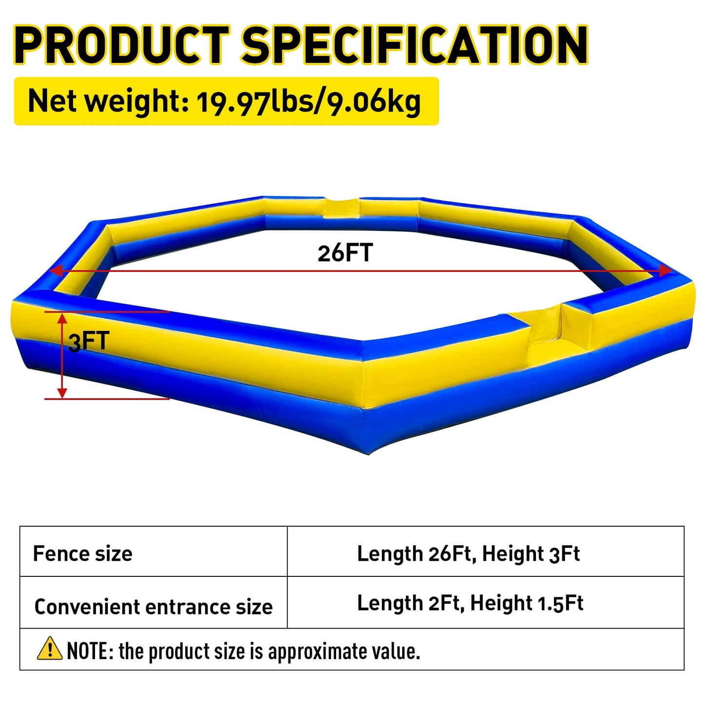 WARSUN Giant 26ft Gaga Ball Pit Inflatable with Built-in Blower
