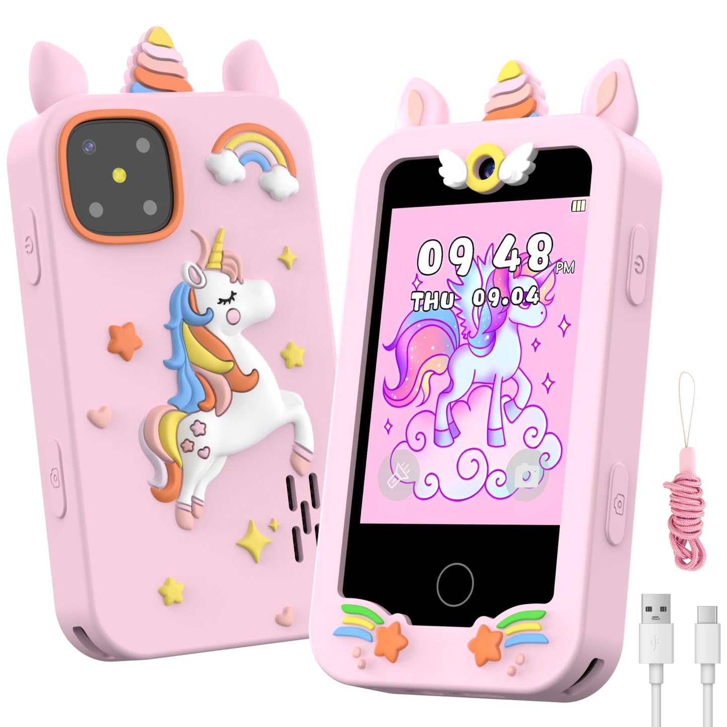 WARWARS Kids Smart Phone for Girls – Dual Camera Learning Toy with Games, Music & Parental Controls