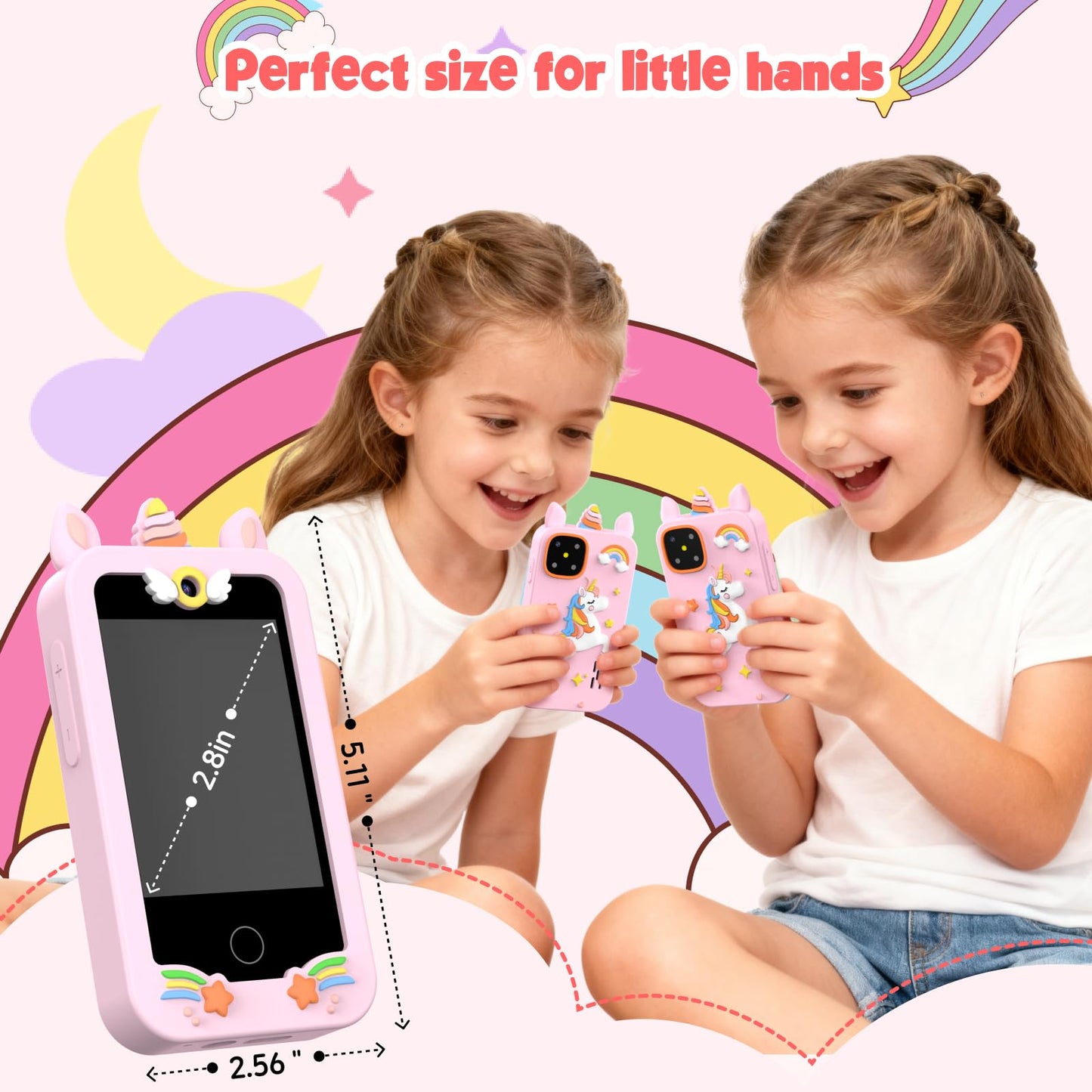 WARWARS Kids Smart Phone for Girls – Dual Camera Learning Toy with Games, Music & Parental Controls