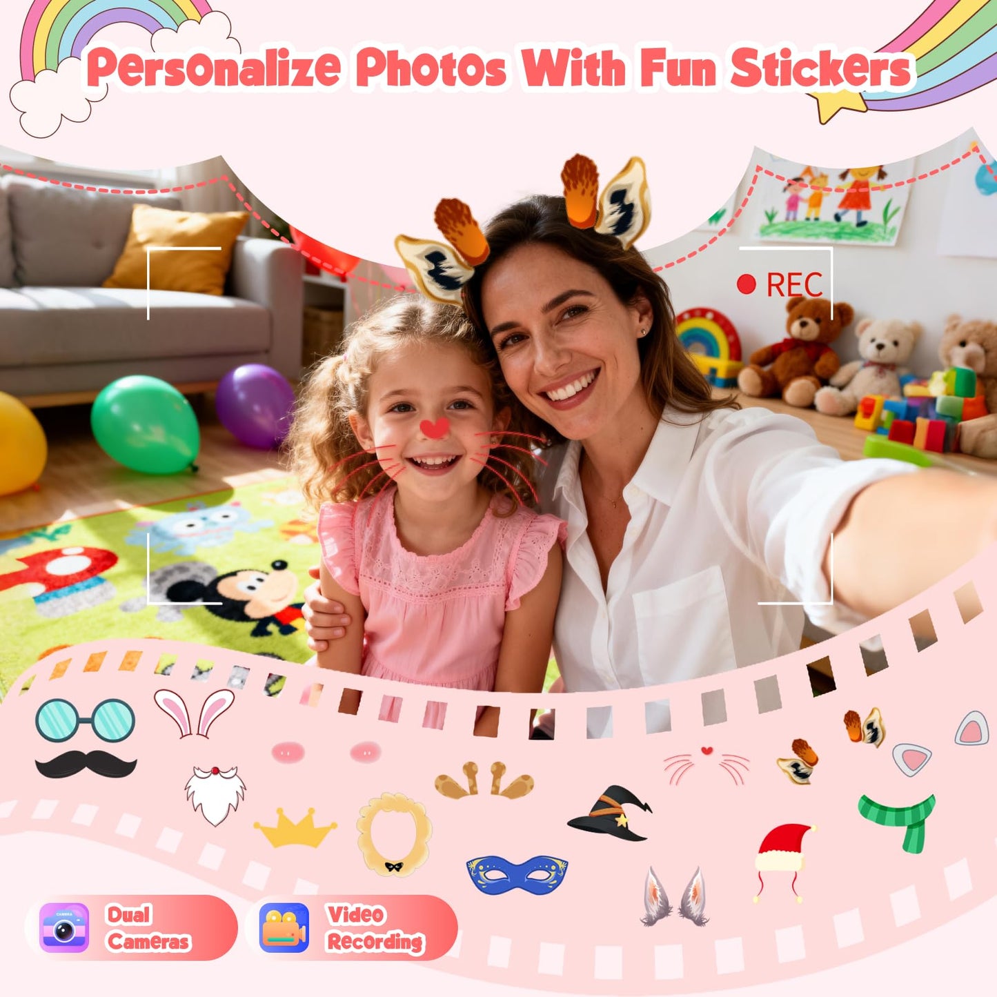 WARWARS Kids Smart Phone for Girls – Dual Camera Learning Toy with Games, Music & Parental Controls