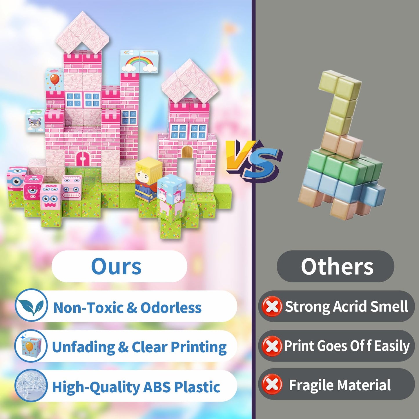 WSHIMIN Princess Castle Magnetic Building Blocks for Kids 4-8 | Pink Castle STEM Toy PCS-100