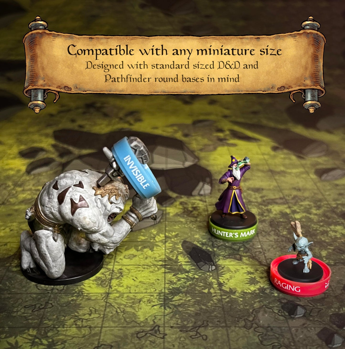 WASTED WIZARD Stackable DND Rings – 120 Rings, 30 Statuses (D&D & Pathfinder)