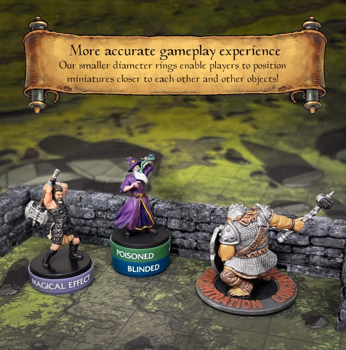 WASTED WIZARD Stackable DND Rings – 120 Rings, 30 Statuses (D&D & Pathfinder)