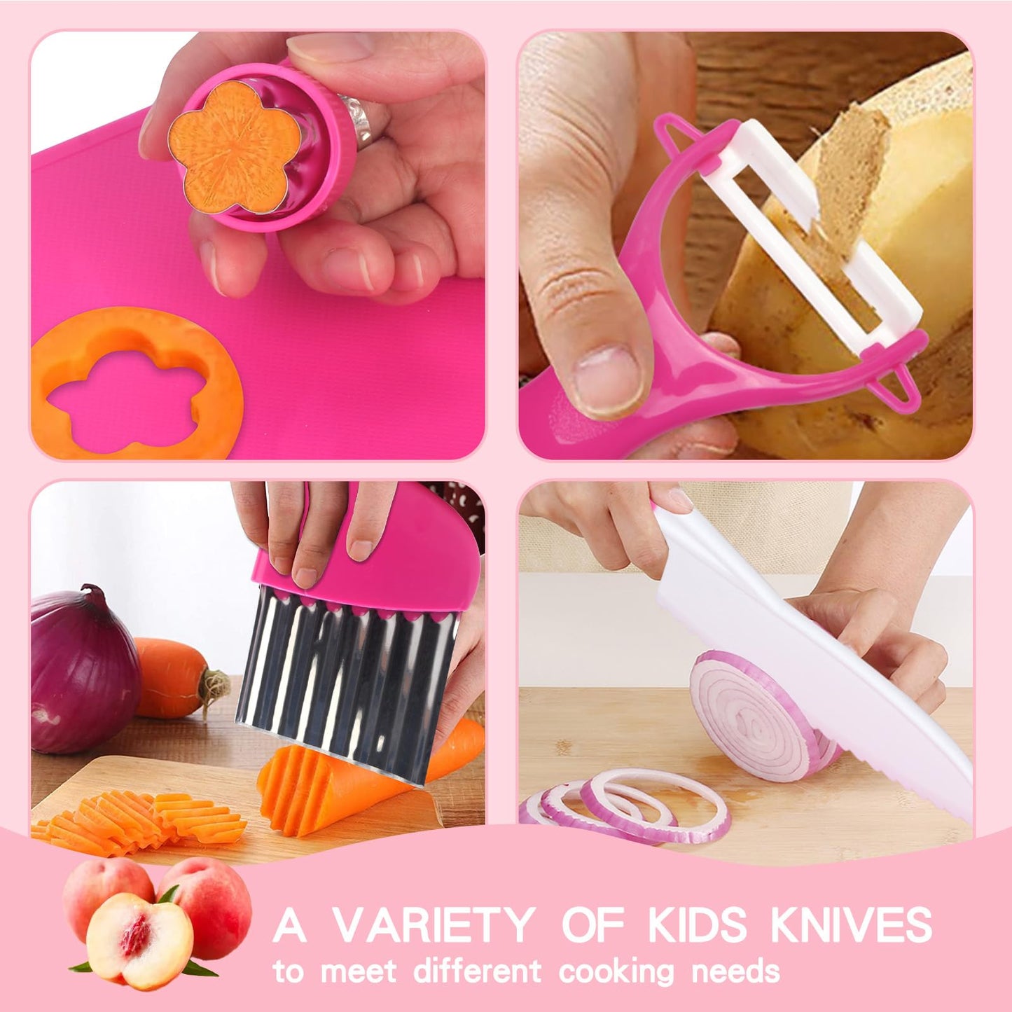 WaterSummer Montessori Kitchen Tools for Kids – Realistic Safe Knives & Educational Play (Ages 4-10)