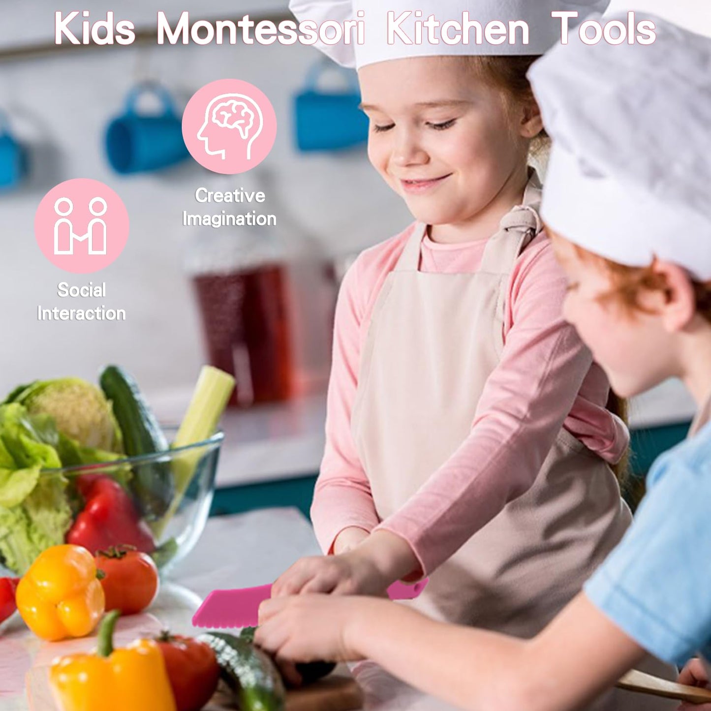 WaterSummer Montessori Kitchen Tools for Kids – Realistic Safe Knives & Educational Play (Ages 4-10)