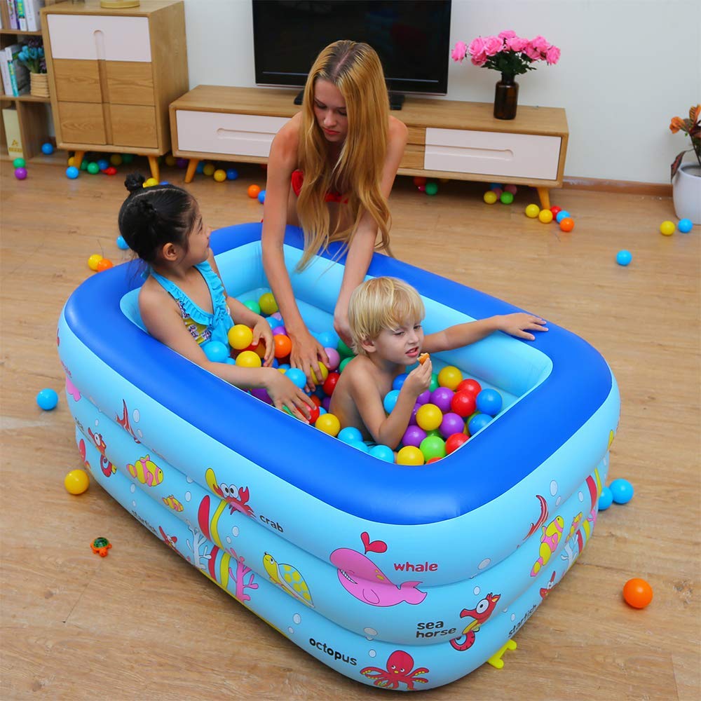 WateBom Inflatable Kiddie Pool — 51” x 33” x 21” with Soft Floor & Quick Inflation