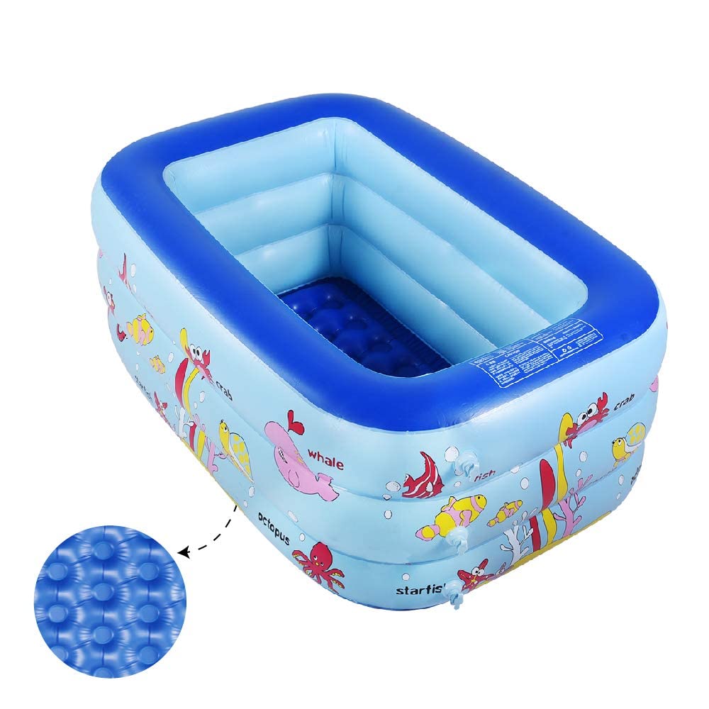 WateBom Inflatable Kiddie Pool — 51” x 33” x 21” with Soft Floor & Quick Inflation