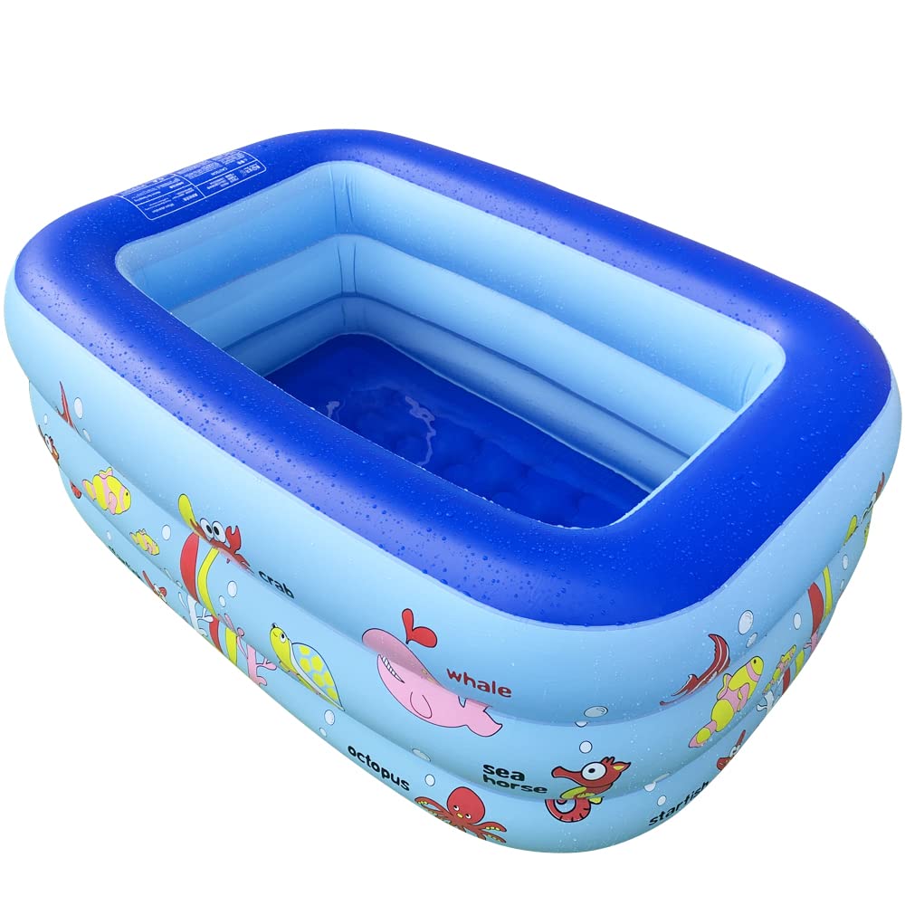 WateBom Inflatable Kiddie Pool — 51” x 33” x 21” with Soft Floor & Quick Inflation