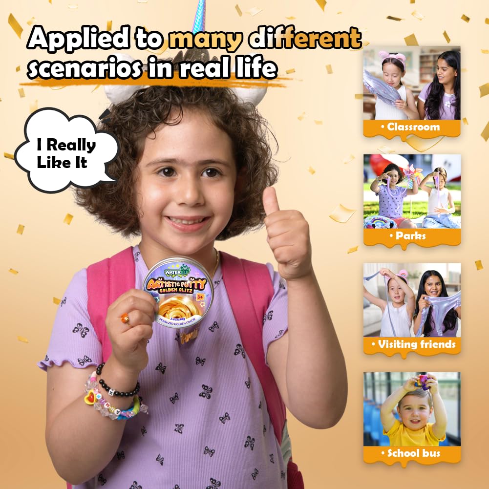 WaterELF Play Putty Gold Tin – 3.11 in Fidget Putty for Kids & Adults