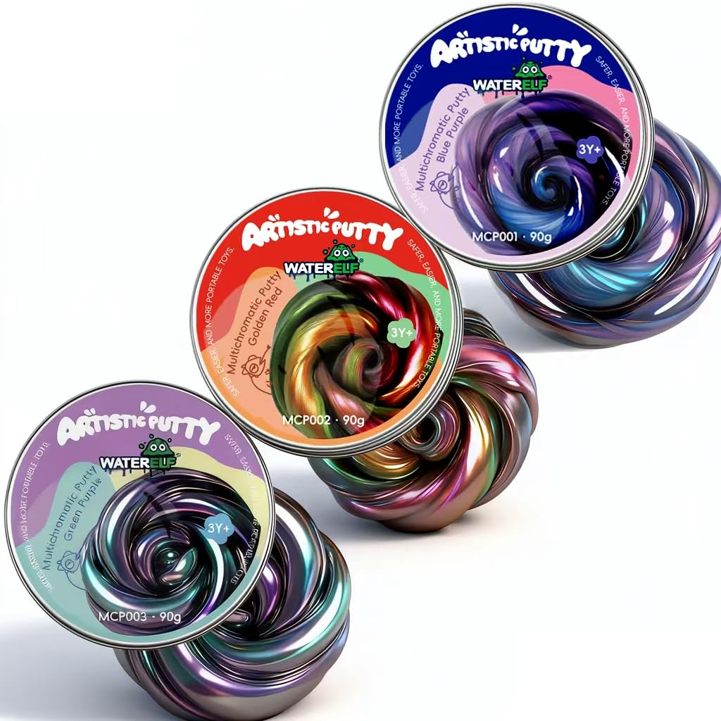WATERELF Galaxy Putty Slime – 3PC Fidget Sensory Toy Set for Kids & Adults