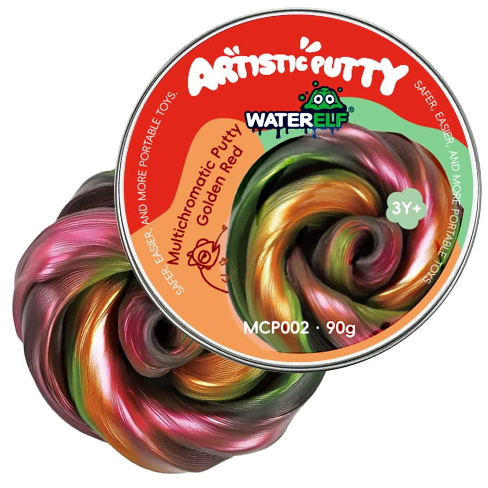 WATERELF Galaxy Putty Slime – Non-Sticky Sensory Putty 3.2 oz in Golden/Red