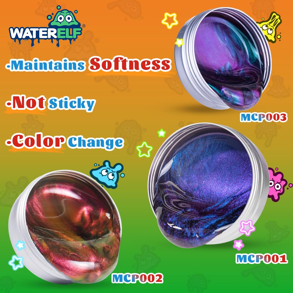 WATERELF Galaxy Putty Slime – Non-Sticky Sensory Putty 3.2 oz in Golden/Red