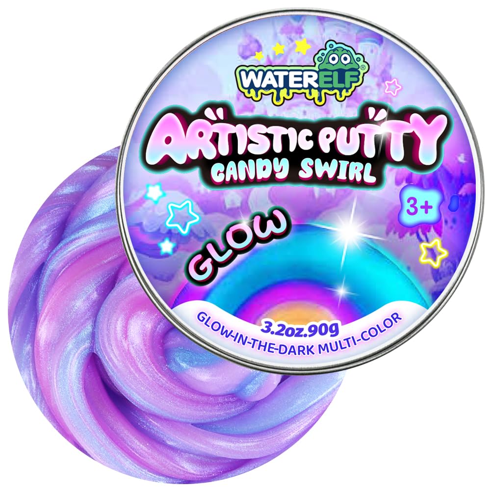 WATERELF Glow in the Dark Putty — 3.2oz Fidget Therapy Toy (Rose Red/Blue/Purple)