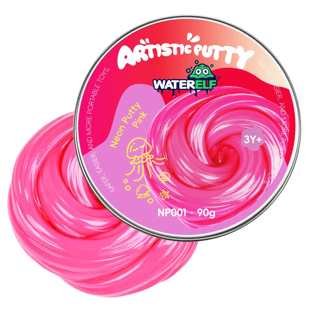 WATERELF Play Putty Slime - Pink Neon Fidget Toy for Kids & Adults