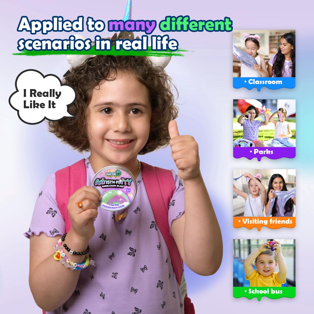 WATERELF Play Putty Slime – Non-Sticky Fidget Sensory Putty 3.2 oz (Green/Purple)