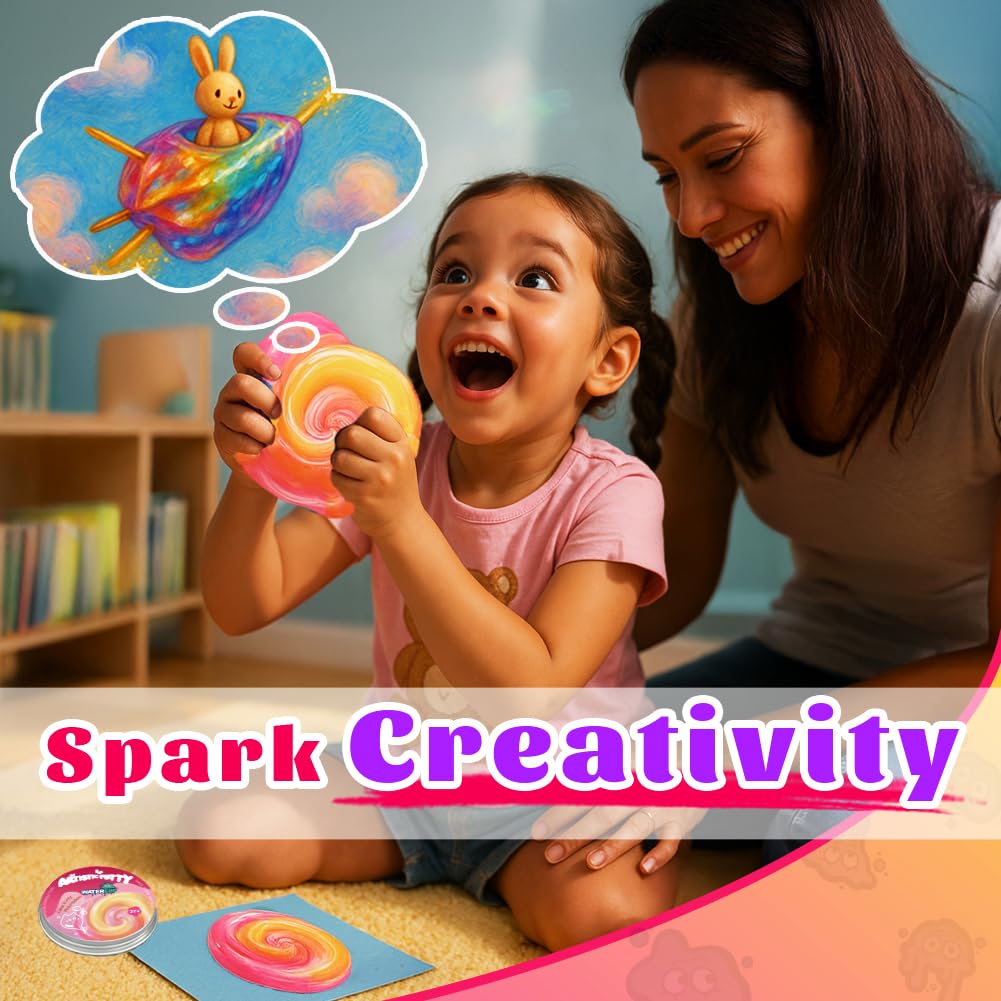 WATERELF Transparent Putty Slime – Pink/Yellow Fidget Sensory Toy for Kids & Adults