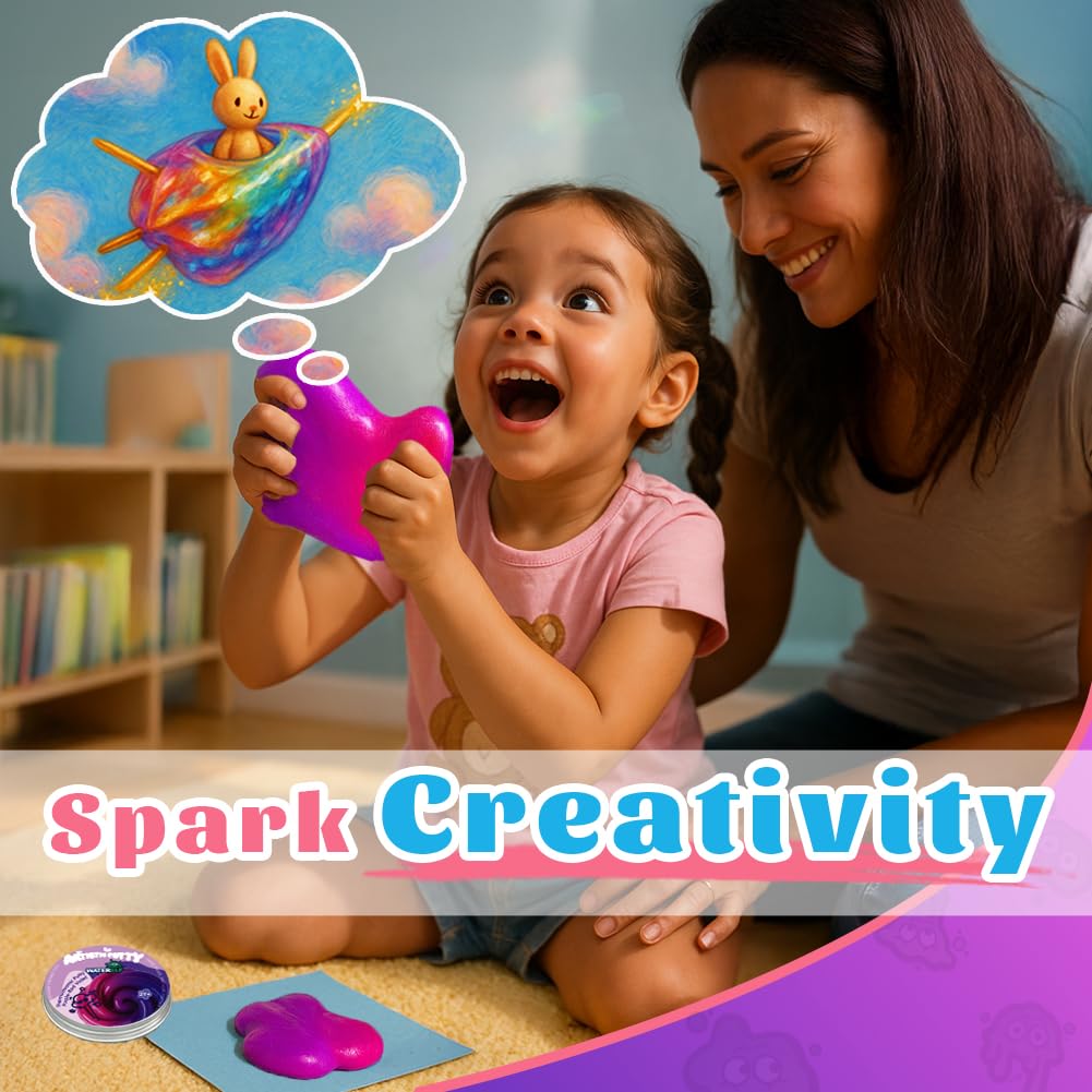 WATERELF Play Putty Slime – Purple-Pink Fidget Putty, 3.11in, 3.2oz