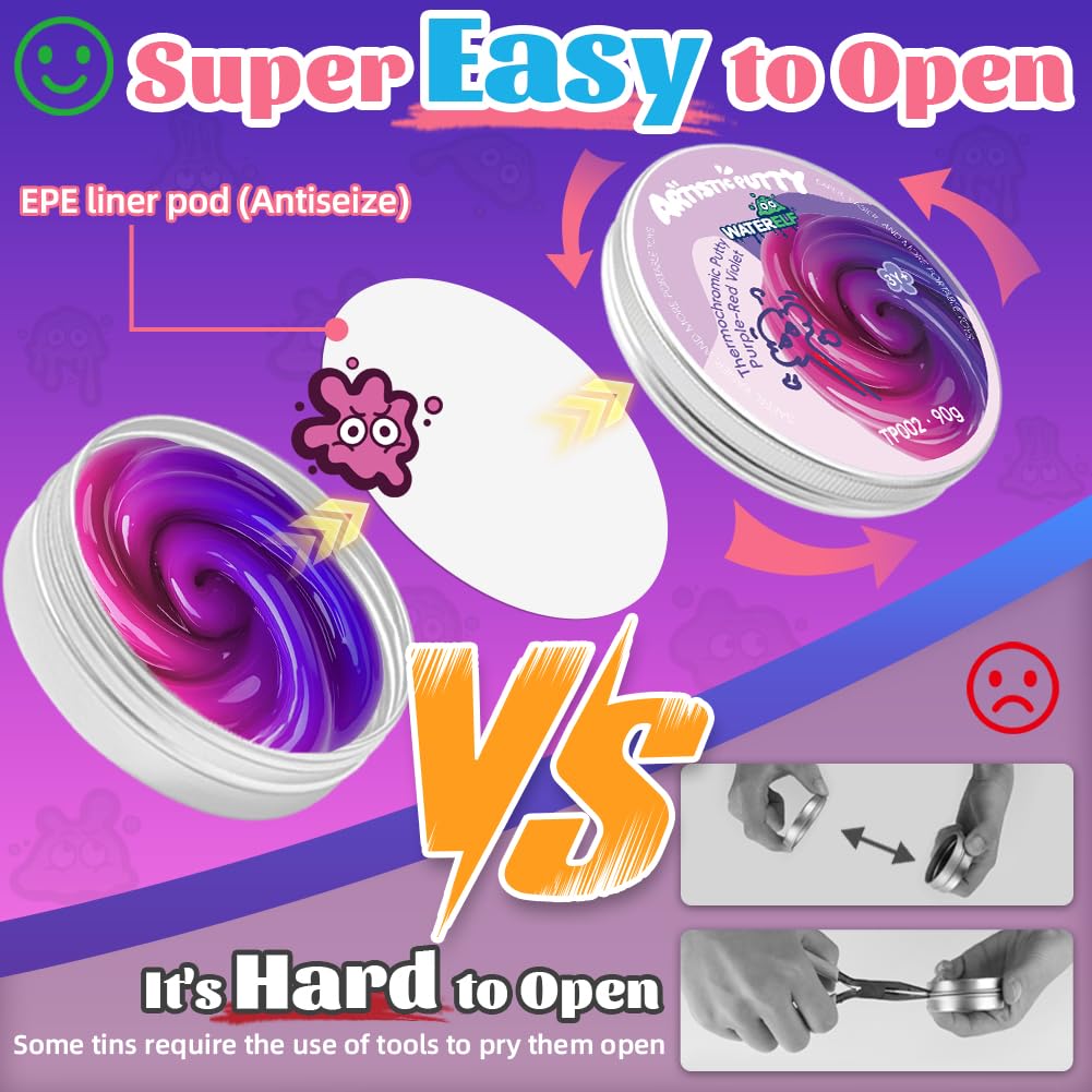 WATERELF Play Putty Slime – Purple-Pink Fidget Putty, 3.11in, 3.2oz