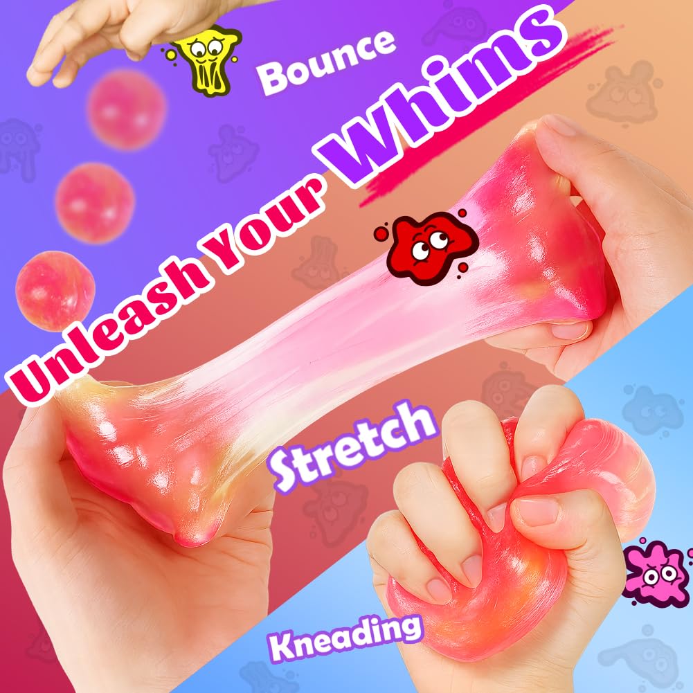 WATERELF Transparent Putty Slime – Pink/Yellow Fidget Sensory Toy for Kids & Adults