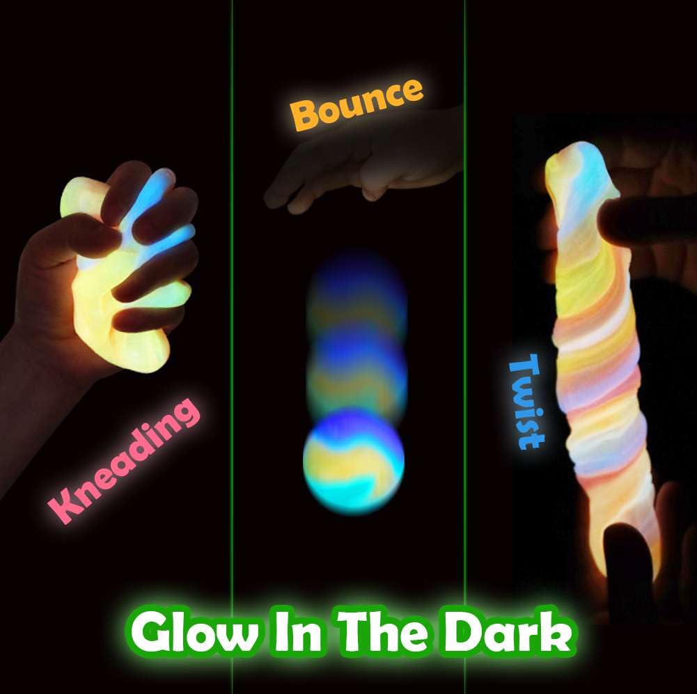 WATERELF Glow in the Dark Putty — 3.2oz Fidget Therapy Toy (Rose Red/Blue/Purple)