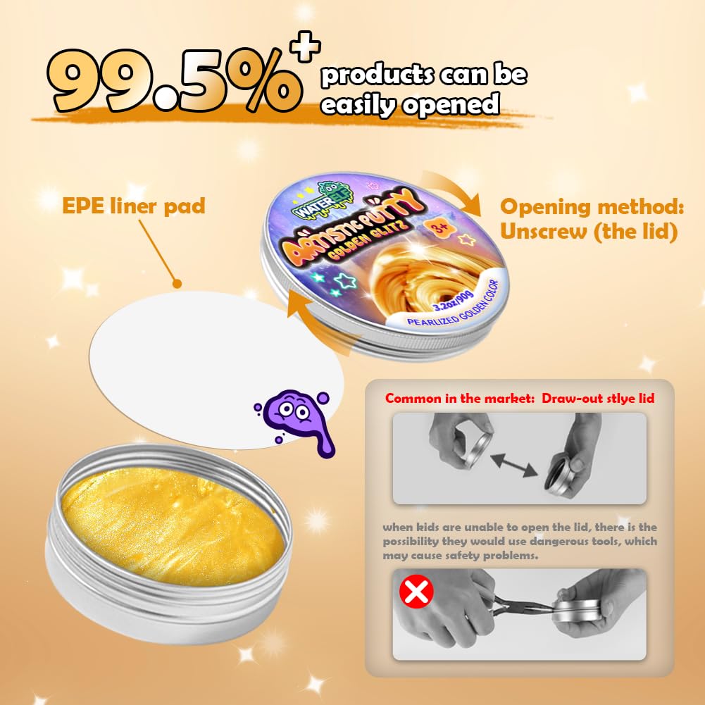 WaterELF Play Putty Gold Tin – 3.11 in Fidget Putty for Kids & Adults