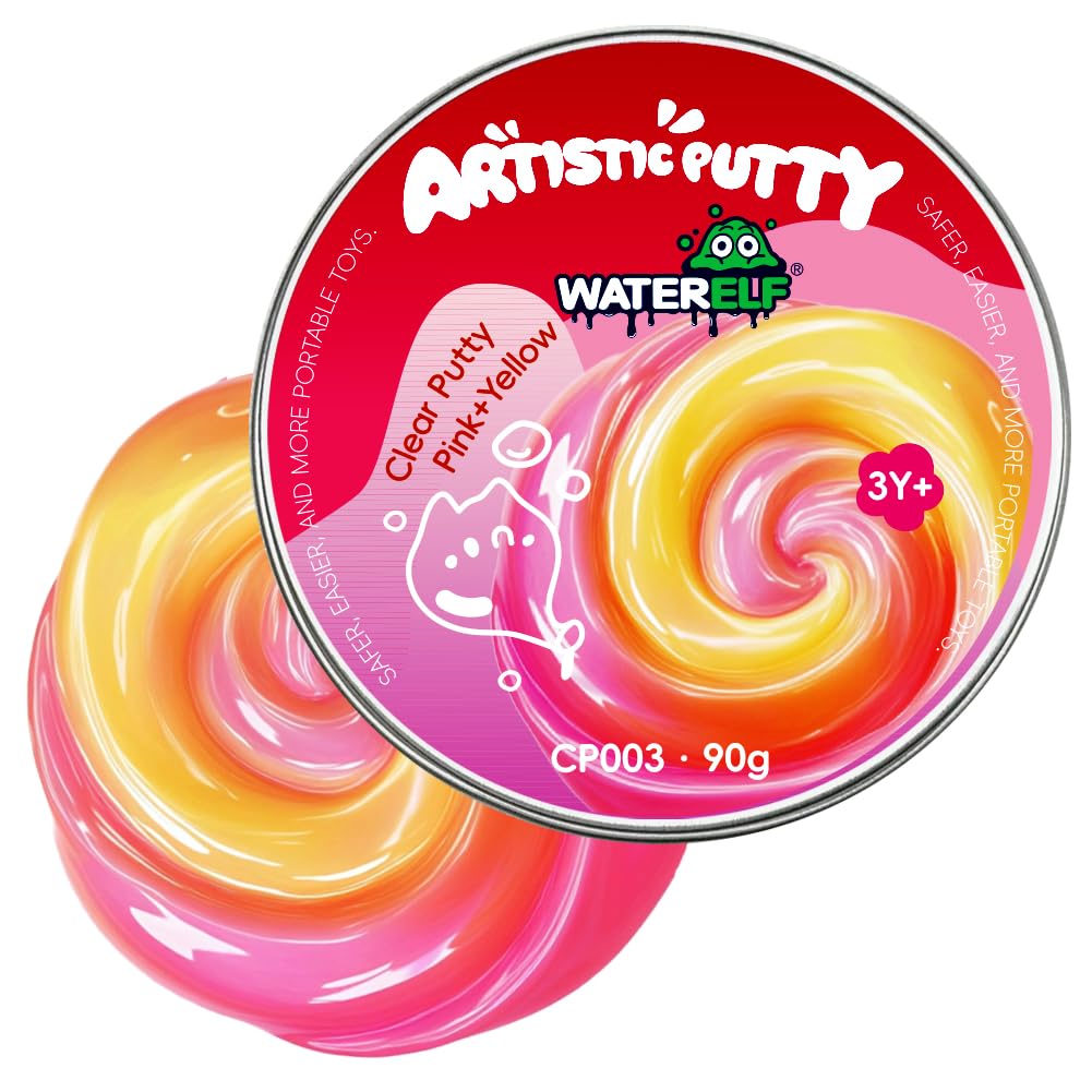 WATERELF Transparent Putty Slime – Pink/Yellow Fidget Sensory Toy for Kids & Adults