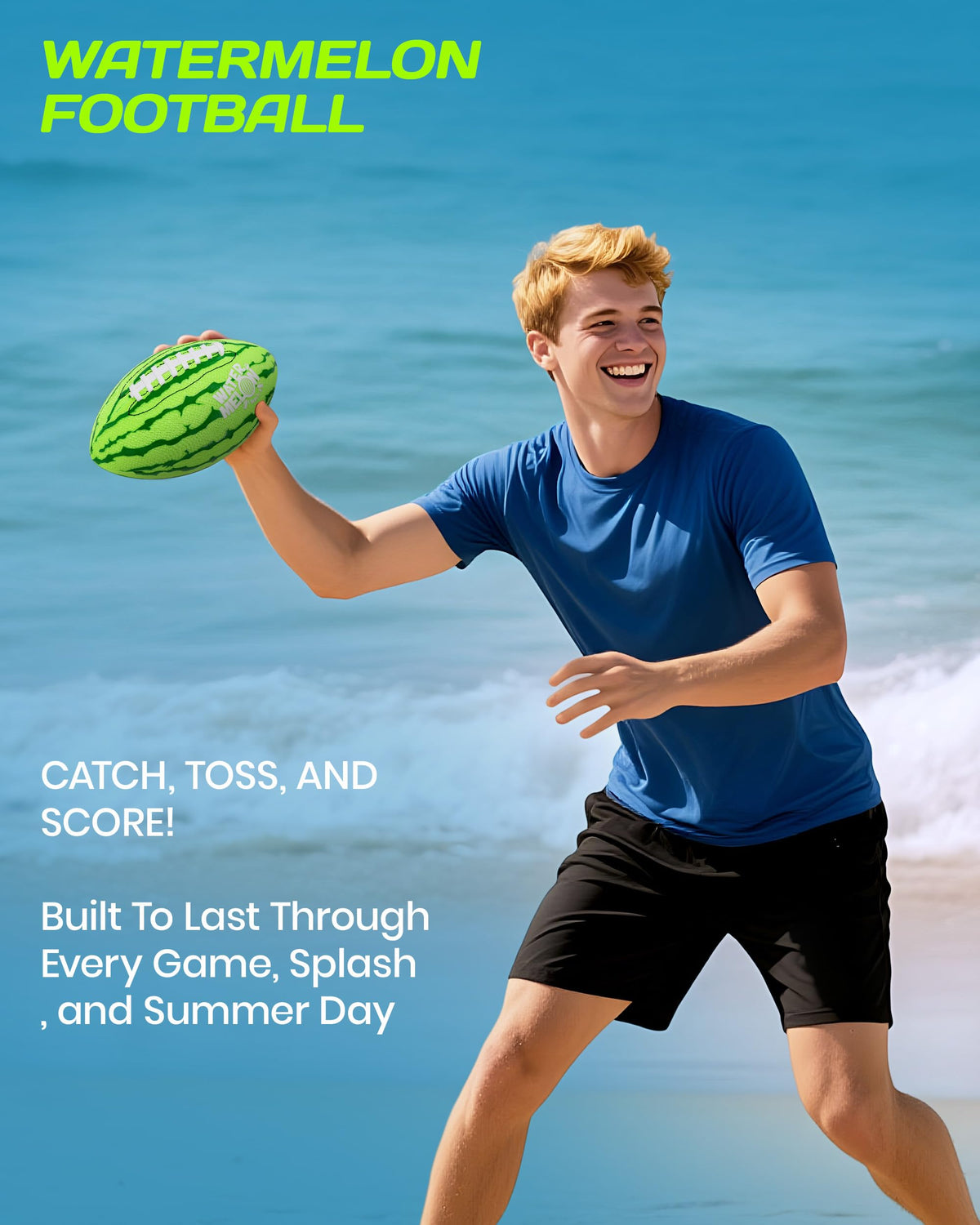 Watermelon Ball Pool & Beach Football (9 Inch) – Durable Waterproof Ball with Strong Grip