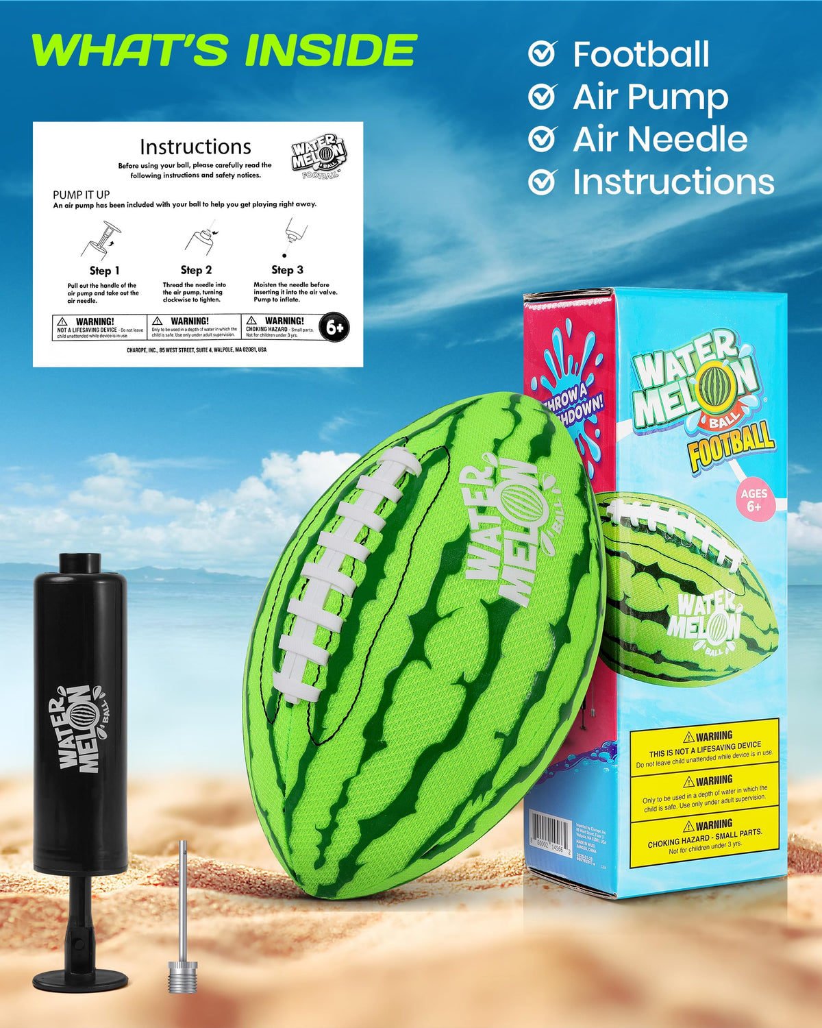 Watermelon Ball Pool & Beach Football (9 Inch) – Durable Waterproof Ball with Strong Grip