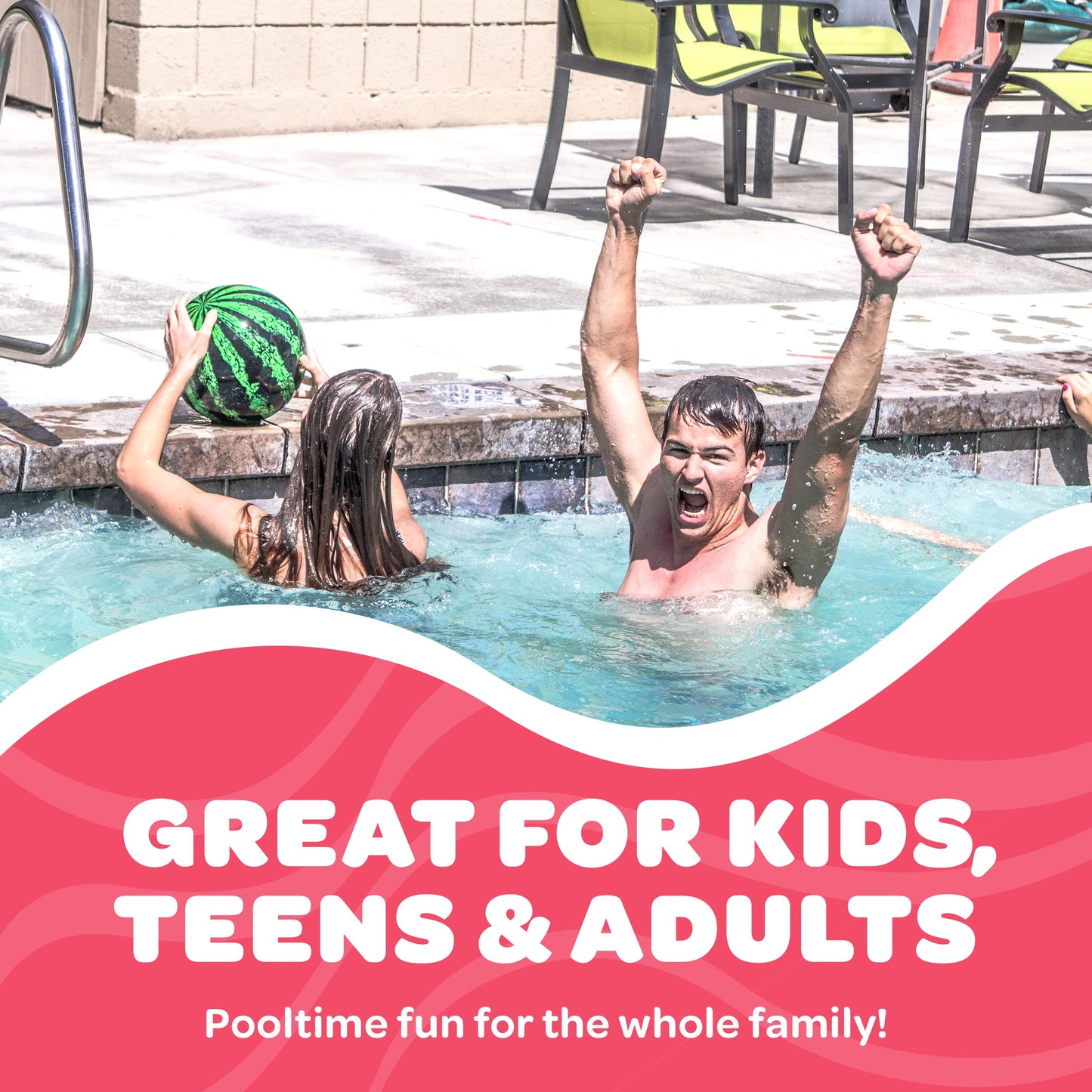 Watermelon Ball – Durable Underwater Pool Toy for Teens & Adults | Pool Games & Backyard Fun