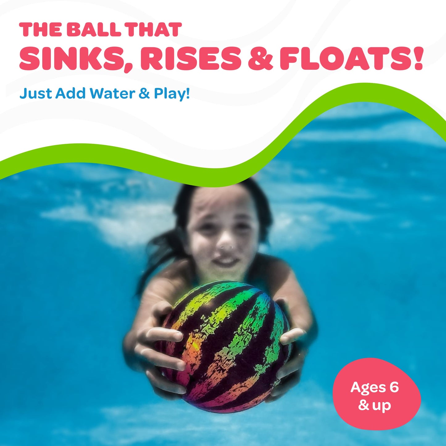 Watermelon Ball JR – Durable Fillable Pool Toy for Underwater Games (Ages 6+)
