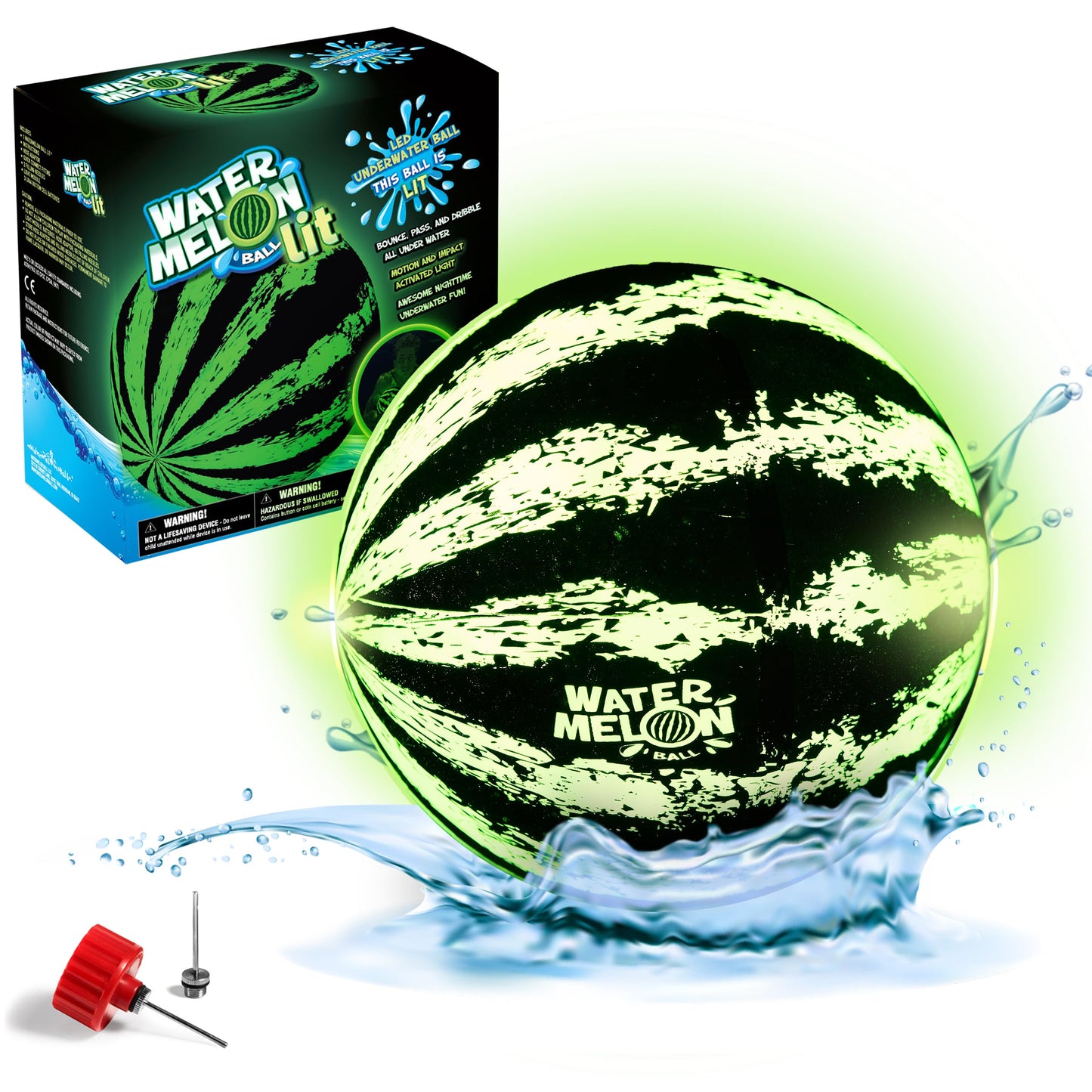 Watermelon Ball Lit – Glow in the Dark 9-Inch Pool Toy for All Ages