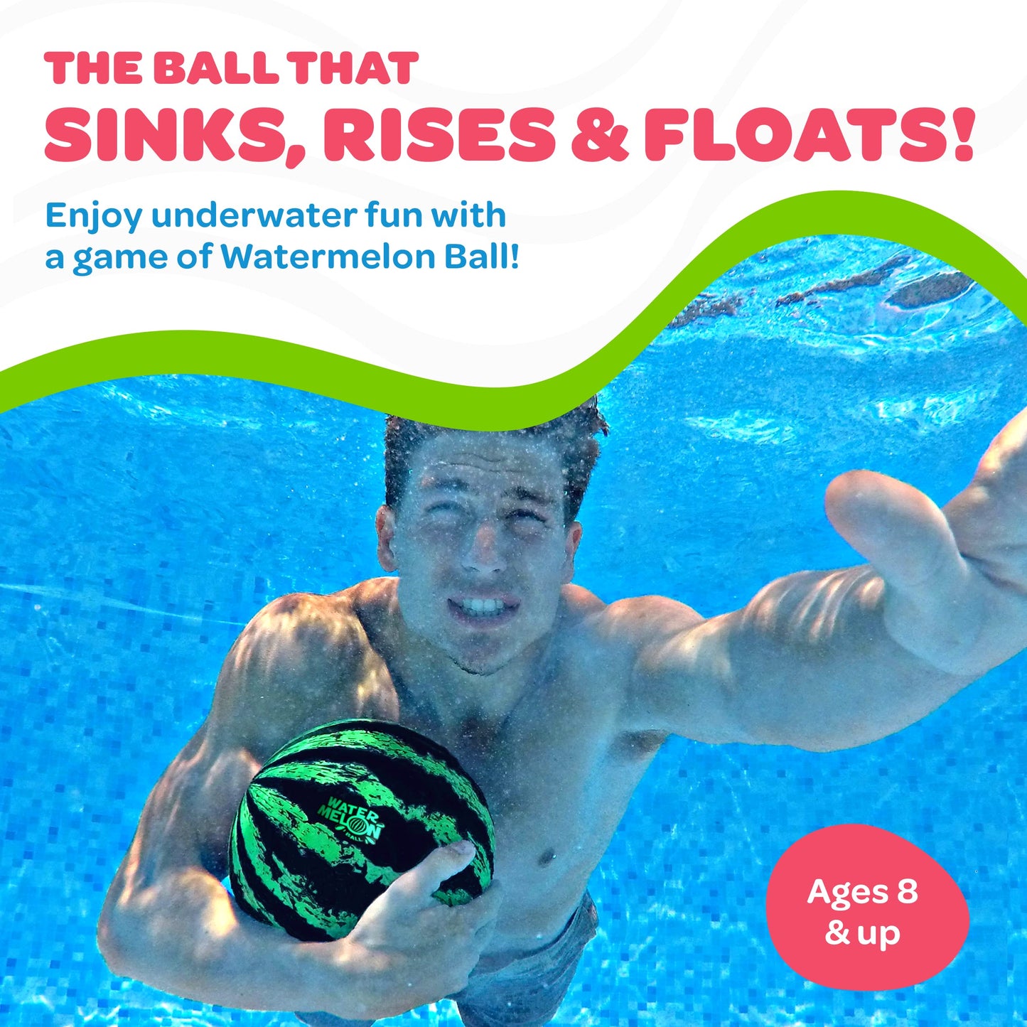 Watermelon Ball – Durable Underwater Pool Toy for Teens & Adults | Pool Games & Backyard Fun