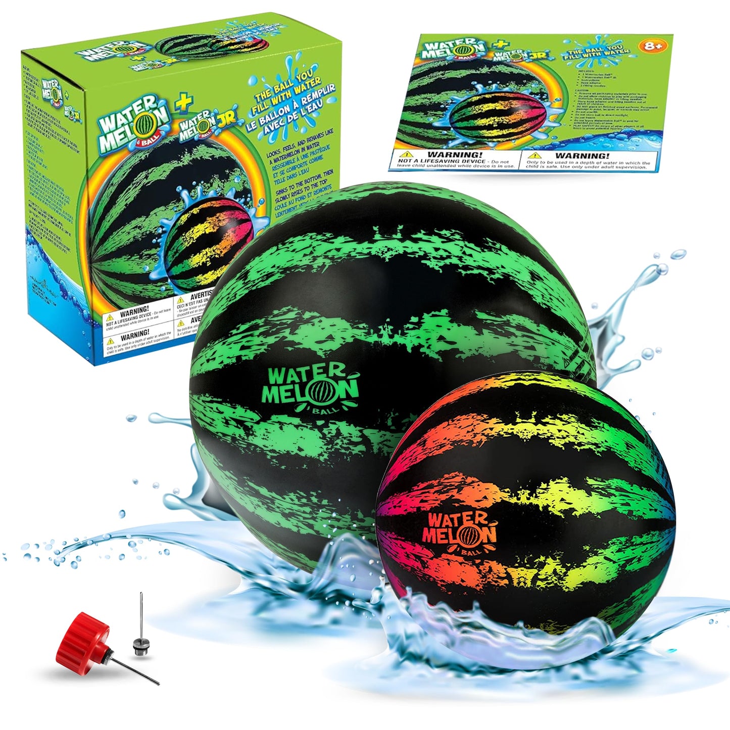 Watermelon Ball Pool Toys – Family Swim Games (2 Pack, 6.5-inch & 9-inch)